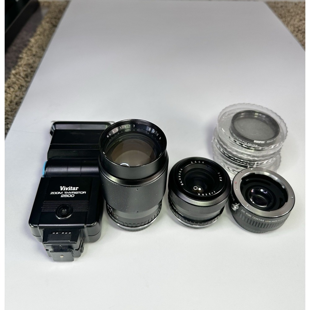 Lot of Vintage Mixed Camera Lens Accessories Beck Vivitar Sunpak